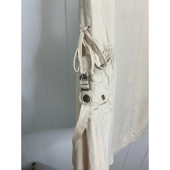 Da Nang Surplus 100% Silk Midi Length Cargo Drawsting Skirt in Cream Size Large - Picture 4 of 9
